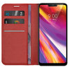 Leather Wallet Case & Card Holder Pouch for LG V40 ThinQ (Red)